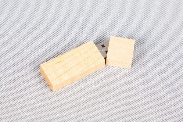 USB Flash Drive key Wooden usb memory stick on white background