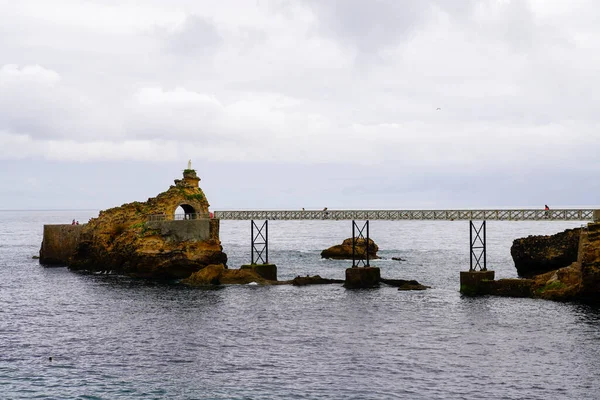 Virgin Rock Costa Atlântica Oceano Rocher Vierge Cidade Biarritz Sudoeste — Fotografia de Stock