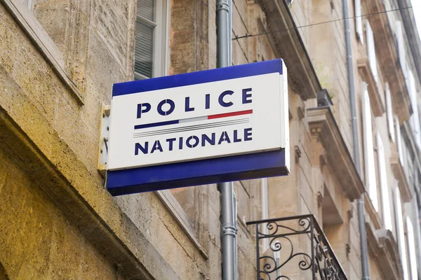 Bordeaux Akwitania Francja 2020 Policyjny Znak Narodowy Tekst Logo Urzędu — Zdjęcie stockowe