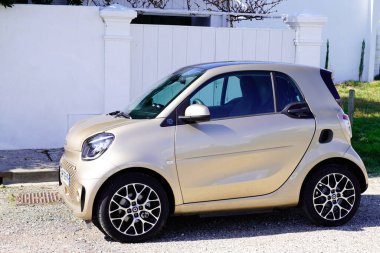 Bordeaux, Aquitaine / Fransa - 10 01 2020: sokak elektrikli aracında park edilmiş akıllı araba elektrikli model