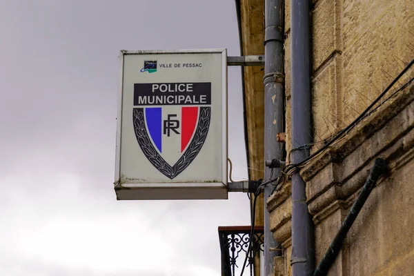 Pessac Aquitânia França 2020 Emblema Logotipo Polícia Municipal Cores Azul — Fotografia de Stock