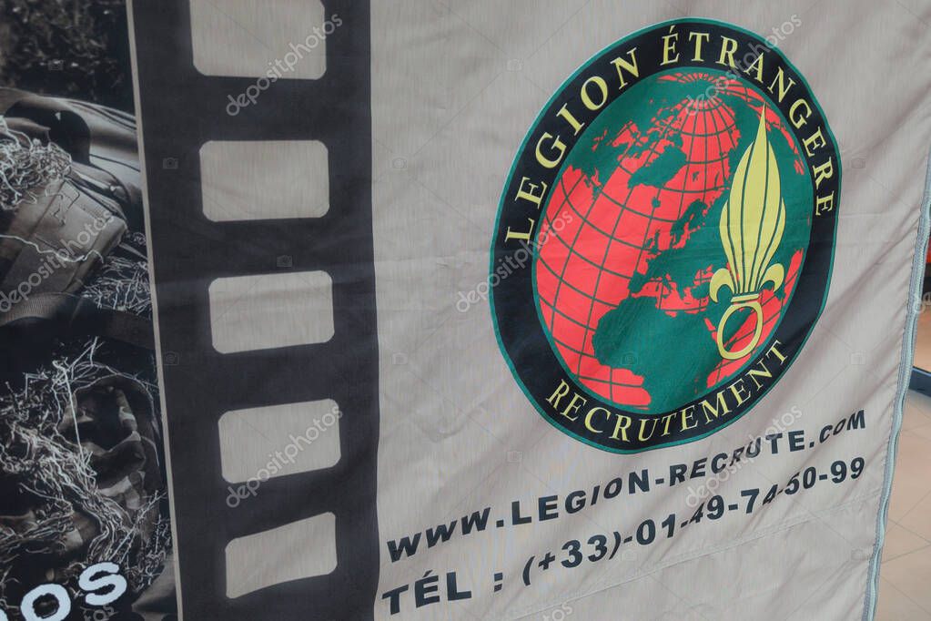 Bordeaux , France -  09 15 2025 : legion etrangere recrutement text sign and logo brand of french legion foreign recruitment military service branch of war france army