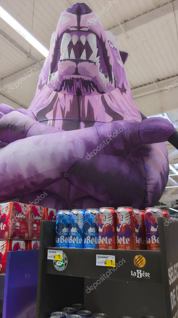 Ares , France -  09 22 2025 : la bete beer brand sign french and text logo on dislay market local supermarket in france