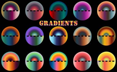  Çok renkli soyut gradyan kümesi.