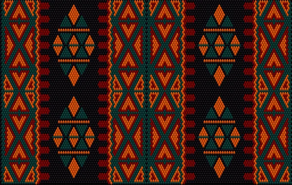 飽和色が幸運と富を引き付けるアジアの人々や国の伝統的な装飾 ドレスのための生地に刺繍装飾が施された女性の織りカーペット 刺繍パターン — ストックベクタ