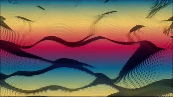 Fondo de movimiento de bajo flujo de cubo poligonal. Animación de arena colorida abstracta. Viento en el desierto moviendo barkanes . — Vídeo de stock