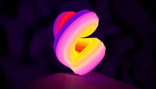 Illustration of an abstract logo neon shape rotation. 3D illustration
