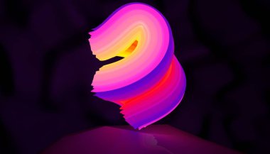 Bir soyut logo neon şekli döndürme Illustration. 3D çizim