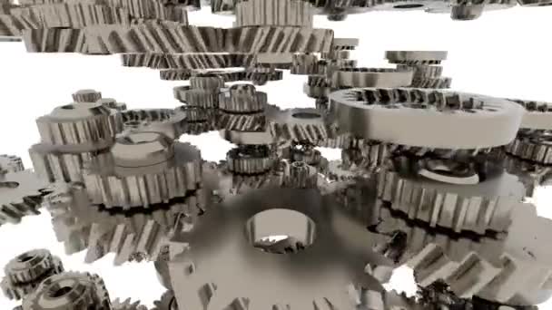 Versnelling systeem animatie. Motie ontwerp van naadloze loops radertjes rotatie. — Stockvideo