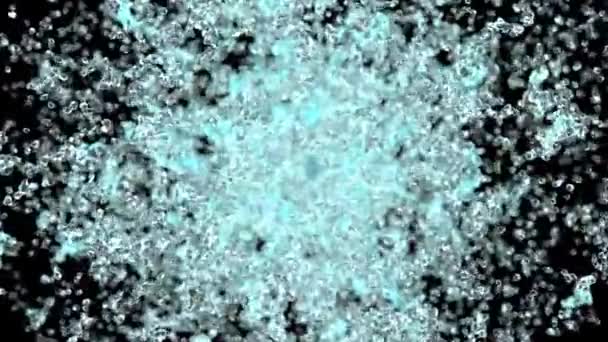 물 얼룩 폭발의 애니메이션입니다. 서로 다른 배경에서 사용 하기 위해 물 진짜 마스크 및 반 투명성에 대 한 진정한 알파 채널을 가진 검정에 절연. — 비디오
