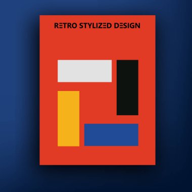 Vektör retro bauhaus de stijl broşür kitapçık kapak tasarım şablonları koleksiyonu A4