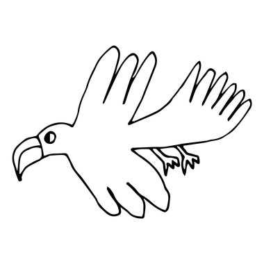 Çizgi film mavisi uçan kuş beyaz arka planda izole edildi. Vektör illüstrasyonu.   