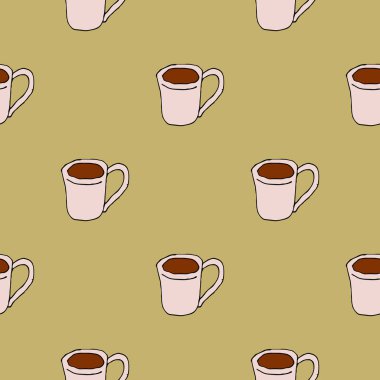 Güzel çay fincanı, kusursuz desen. Çay saati arkaplanı. Vektör illüstrasyonu. 