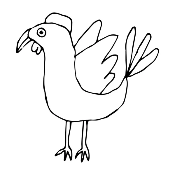 Mignon Tropique Dessin Animé Doodle Poule Oiseau Isolé Sur Fond — Image vectorielle