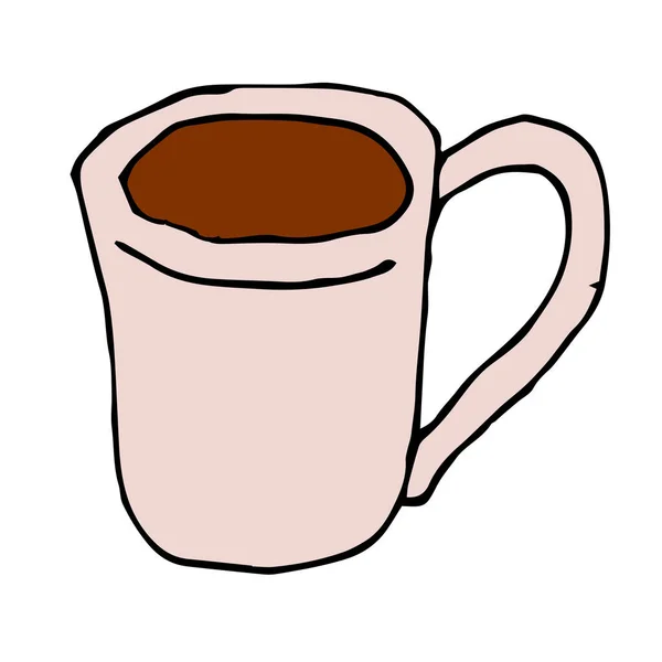 Мультяшна Каракуля Лінійна Чашка Чаю Ізольована Білому Тлі Векторні Ілюстрації — стоковий вектор