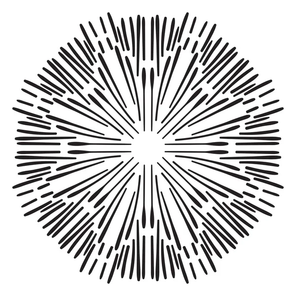 Ornamental Dotted Starburst Isolated White Background Black Halftone Mandala Geometric — Stock Vector