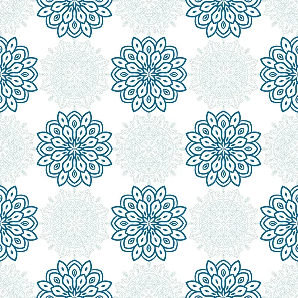 Fantasía Patrón Sin Costura Con Mandala Ornamental Fondo Flores Garabato — Vector de stock