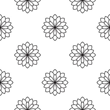 Süslü mandala ile kusursuz bir şablon. Soyut yuvarlak karalama çiçek arkaplanı. Çiçekli geometrik çember. Vektör illüstrasyonu.  