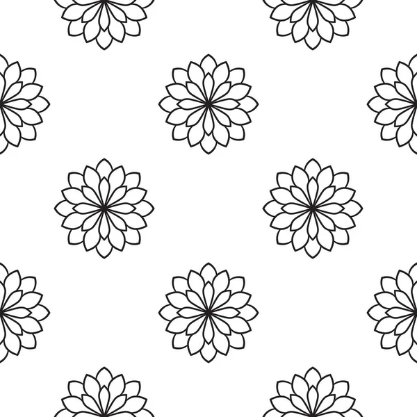 Süslü mandala ile kusursuz bir şablon. Soyut yuvarlak karalama çiçek arkaplanı. Çiçekli geometrik çember. Vektör illüstrasyonu.  