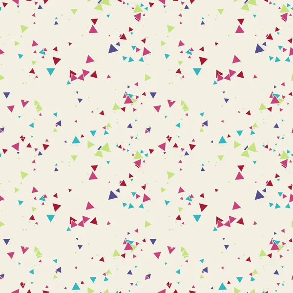 Soyut Memphis pürüzsüz deseni, renkli kaotik küçük üçgenler. Sonsuz üçgen dağınık geometrik desen. Renkli Terrazzo fayansları. Vektör illüstrasyonu. 