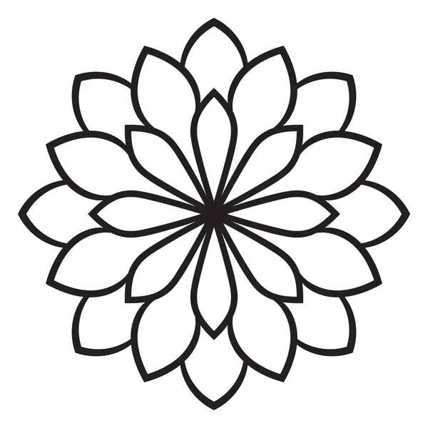 黒い輪郭の花マンダラ 白い背景に隔離された本を着色するための円形の装飾要素をかわす 花の幾何学的サークル ベクターイラスト — ストックベクタ