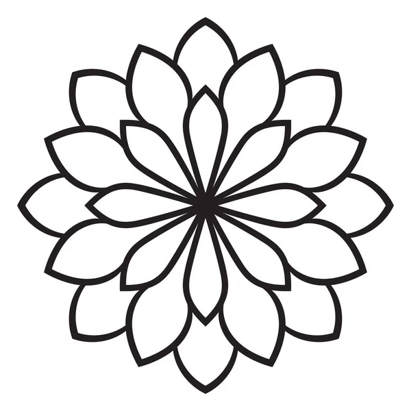 Black outline flower mandala. Doodle round decorative element for coloring book isolated on white background. Floral geometric circle. Vector illustration.