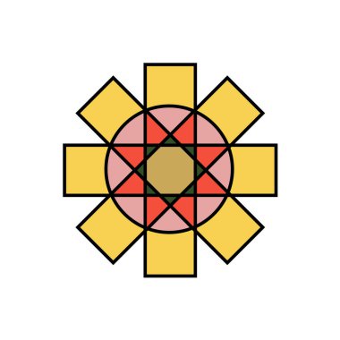 Beyaz arka planda izole edilmiş düz stil çizgi çizgisi coğrafi logosu. Geometrik ikon, fantezi sembolü. Vektör illüstrasyonu.   