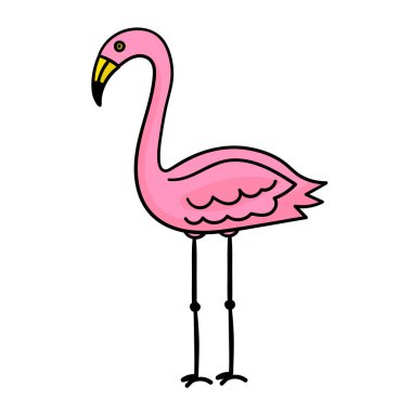 Pembe flamingo beyaz arka planda izole edilmiş. Vektör illüstrasyonu.
