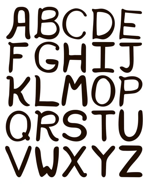 Черный Рукописный Абстрактный Алфавит Выделен Белом Фоне Алфавит Азбука Стиль — стоковый вектор
