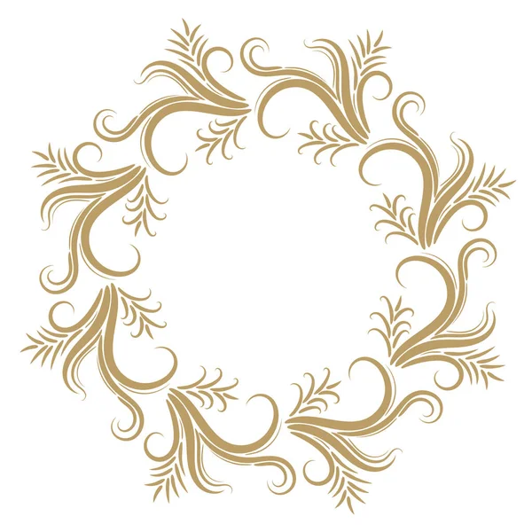Abstraktní Kudrnatý Zlatý Rám Izolovaný Bílém Pozadí Vektorová Ilustrace — Stockový vektor