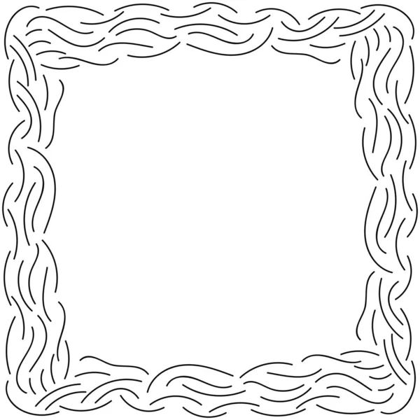 Abstract Doodle Curly Thin Line Frame Isolated White Background Vector — Stock Vector