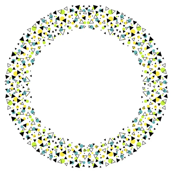 Geometryczna Okrągła Rama Trójkątów Kropki Odizolowane Białym Tle Geometryczny Element — Wektor stockowy