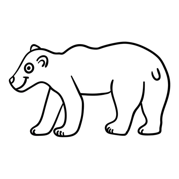 漫画のドアの線形クマの白い背景に隔離された ベクターイラスト — ストックベクタ
