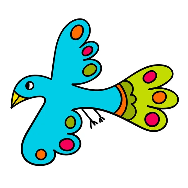 Kreslený Modrý Létající Pták Izolovaný Bílém Pozadí Vektorová Ilustrace — Stockový vektor