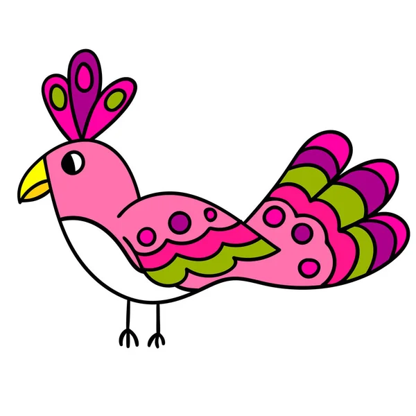 Uccello Del Fumetto Rosa Isolato Sfondo Bianco Illustrazione Vettoriale — Vettoriale Stock