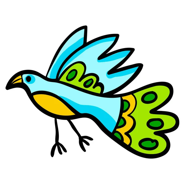 Kreskówkowy Niebieski Latający Ptak Odizolowany Białym Tle Ilustracja Wektora — Wektor stockowy