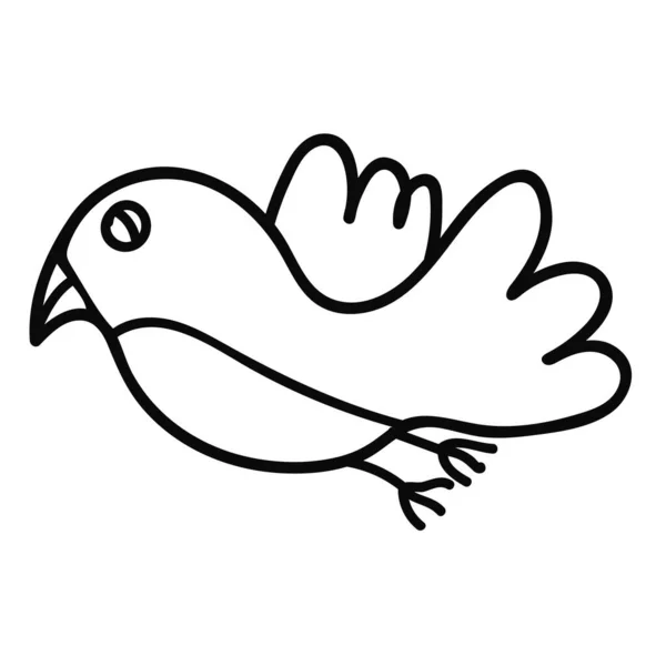 Cartoon Doodle Vliegende Vogel Geïsoleerd Witte Achtergrond Vectorillustratie — Stockvector