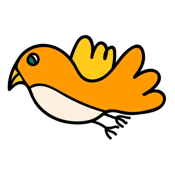 Tecknad Klotter Flygande Fågel Isolerad Vit Bakgrund Vektorillustration — Stock vektor