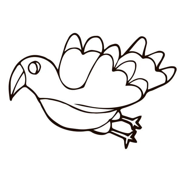 Cartoon Doodle Vliegende Vogel Geïsoleerd Witte Achtergrond Vectorillustratie — Stockvector
