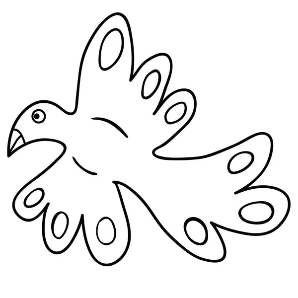 Caricature Gribouille Oiseau Volant Isolé Sur Fond Blanc Illustration Vectorielle — Image vectorielle
