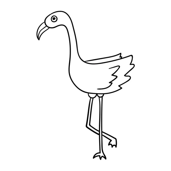 Desenhos Animados Doodle Rosa Flamingo Isolado Fundo Branco Ilustração Vetorial —  Vetores de Stock