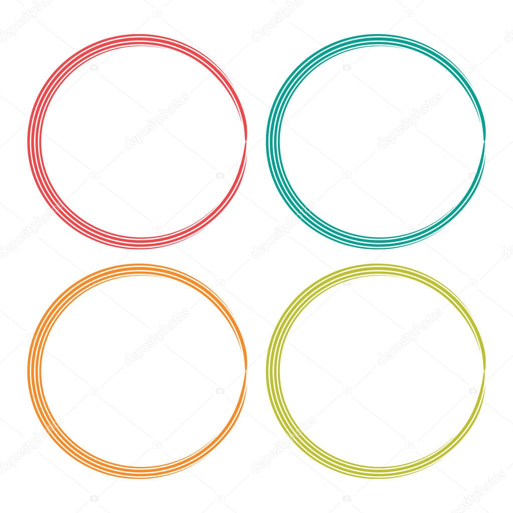 Colorful frame set isolated on white background. Red, blue, orange, green frame with empty space. Vector illustration.