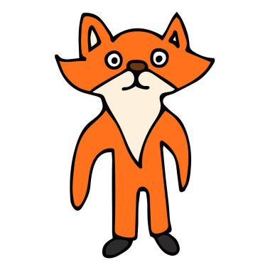 Çizgi film çizimi doğrusal tilki beyaz arka planda izole edildi. Vektör illüstrasyonu. 