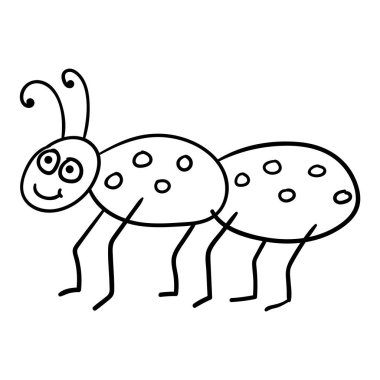 Çizgi film karalaması beyaz arka planda izole edilmiş mutlu solucan. Vektör illüstrasyonu.     