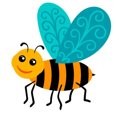 Beyaz arka planda izole edilmiş mutlu çizgi film arıları. Vektör illüstrasyonu.