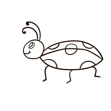 Beyaz arka planda izole edilmiş şirin çizgi film karalama doğrusal böceği. Vektör illüstrasyonu.