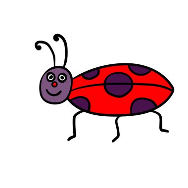 Beyaz arka planda izole edilmiş şirin çizgi film karalama doğrusal böceği. Vektör illüstrasyonu.