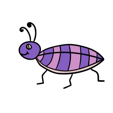 Çizgi film karalama doğrusal böceği beyaz arkaplanda izole edildi. Vektör illüstrasyonu.  