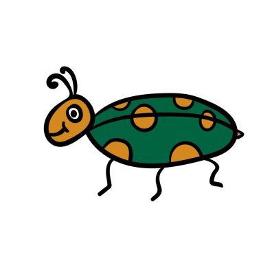 Çizgi film karalama doğrusal böceği beyaz arkaplanda izole edildi. Vektör illüstrasyonu.  