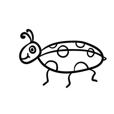 Çizgi film karalama doğrusal böceği beyaz arkaplanda izole edildi. Vektör illüstrasyonu.  